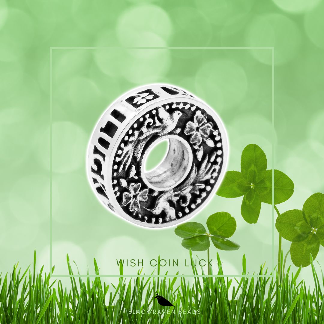 Black Raven Beads Wish Coin Luck silver sterling-silver Charm by The Alternative Bead. Your official Black Raven Beads Retailer from Germany