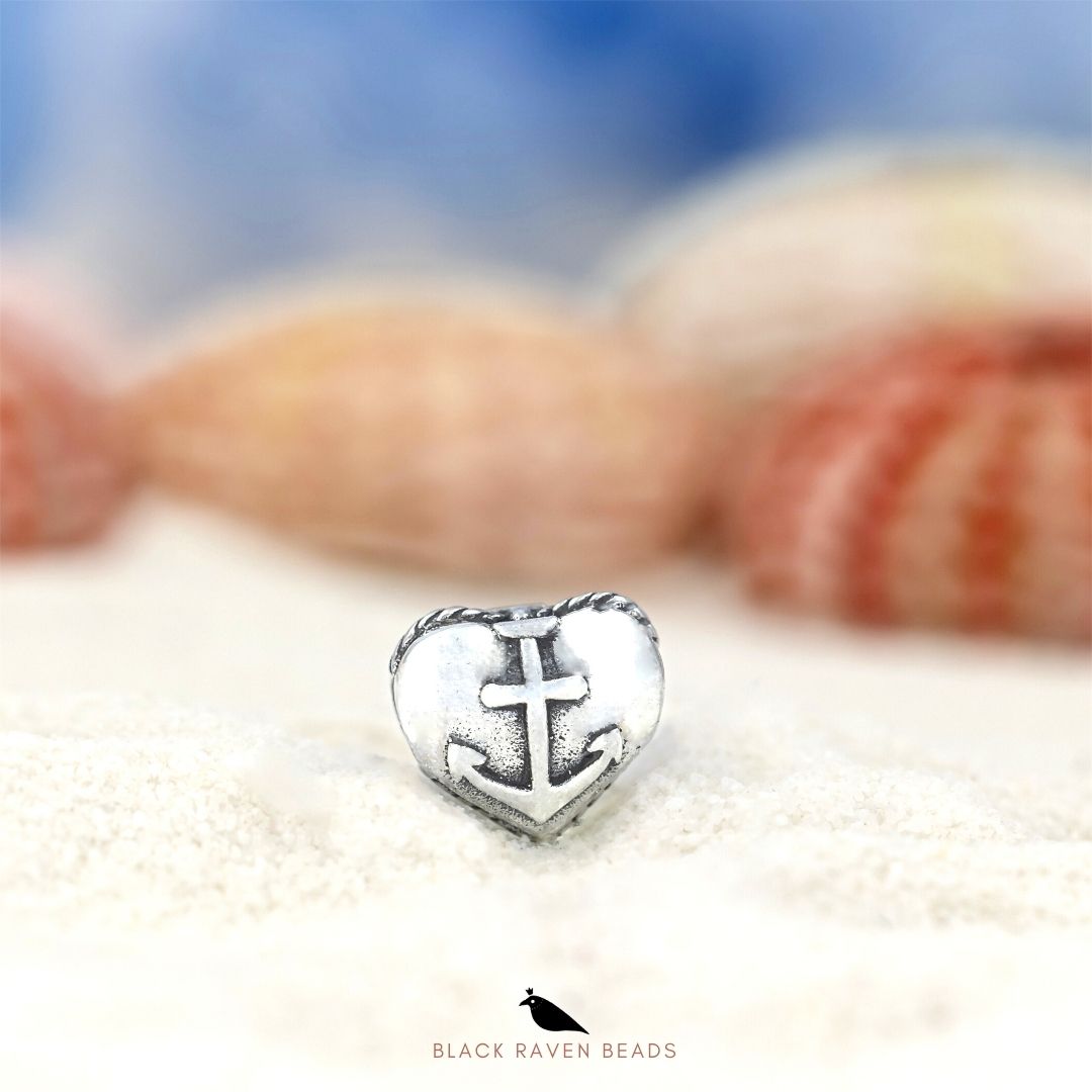 Black Raven Beads Heart Anchor silver sterling-silver Charm by The Alternative Bead. Your official Black Raven Beads Retailer from Germany
