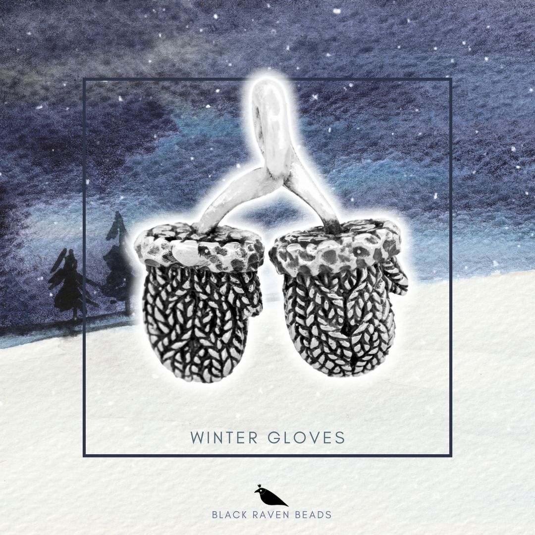 Black Raven Beads Winter Gloves silver sterling-silver Charm by The Alternative Bead. Your official Black Raven Beads Retailer from Germany