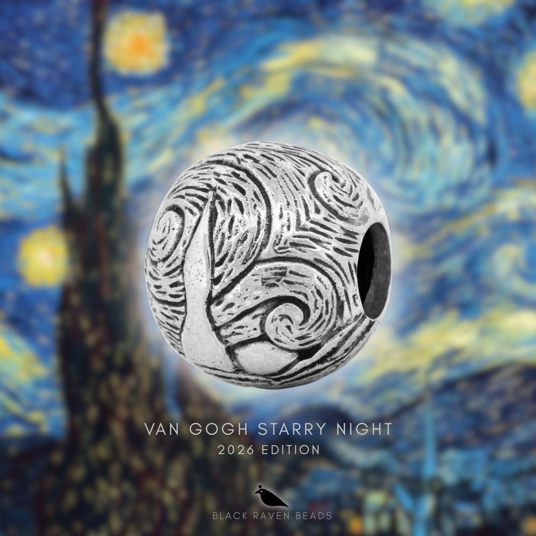 Black Raven Beads Van Gogh Starry Night Silver 2026 Edition silver sterling-silver Bead by The Alternative Bead. Your official Black Raven Beads Retailer from Germany