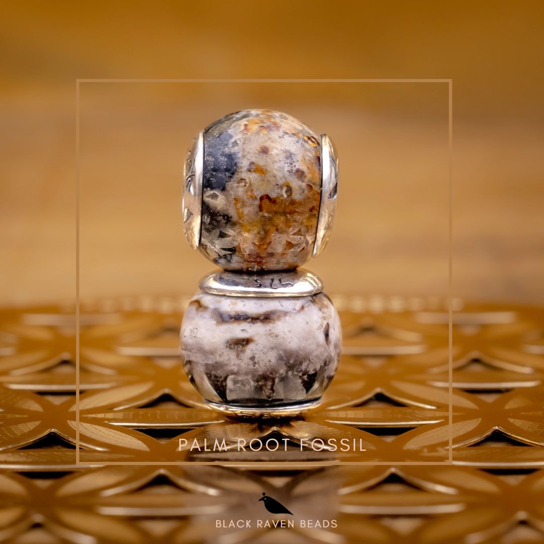 Black Raven Beads Palm Root Fossil brown and gray and black natural-stone Charm by The Alternative Bead. Your official Black Raven Beads Retailer from Germany