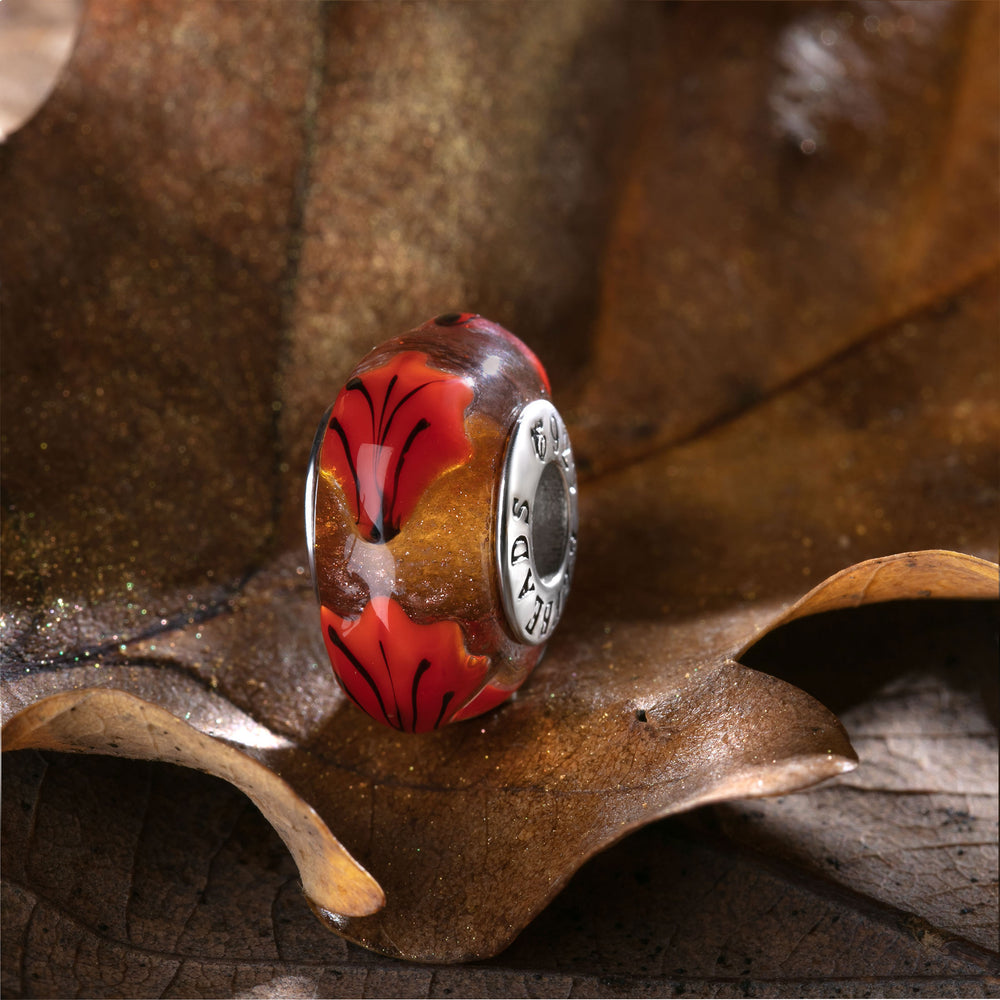 Elfbeads Oak Leaves Sunset Golddust  glass Bead by The Alternative Bead. Your official Elfbeads Retailer from Germany