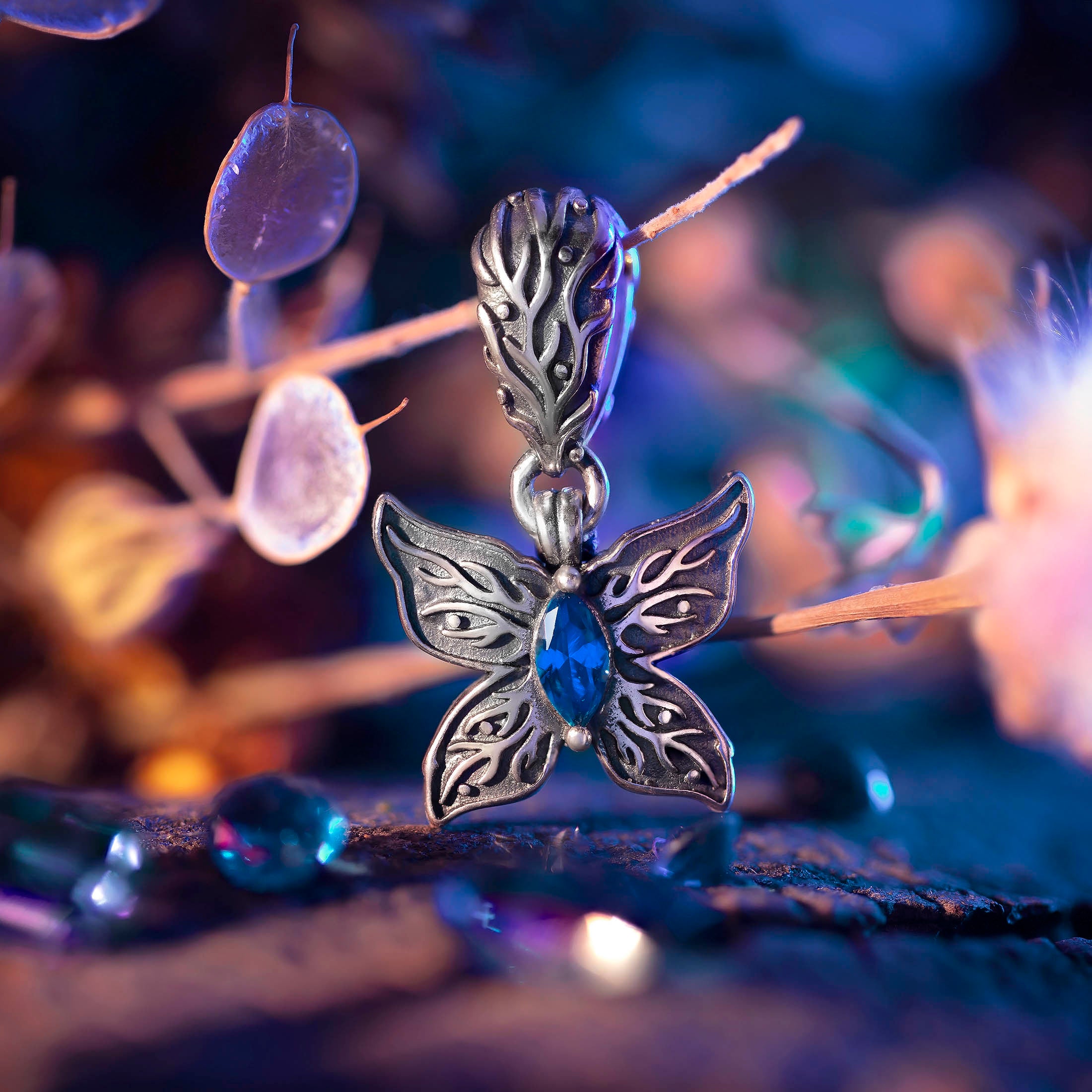 Elfbeads Dreaming Butterfly Dangle silver; blue sterling-silver Dangle by The Alternative Bead. Your official Elfbeads Retailer from Germany