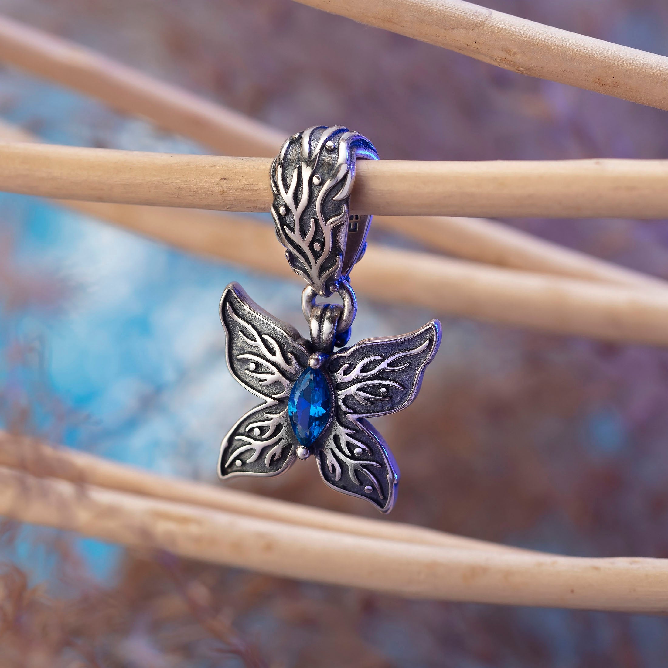 Elfbeads Dreaming Butterfly Dangle silver; blue sterling-silver Dangle by The Alternative Bead. Your official Elfbeads Retailer from Germany