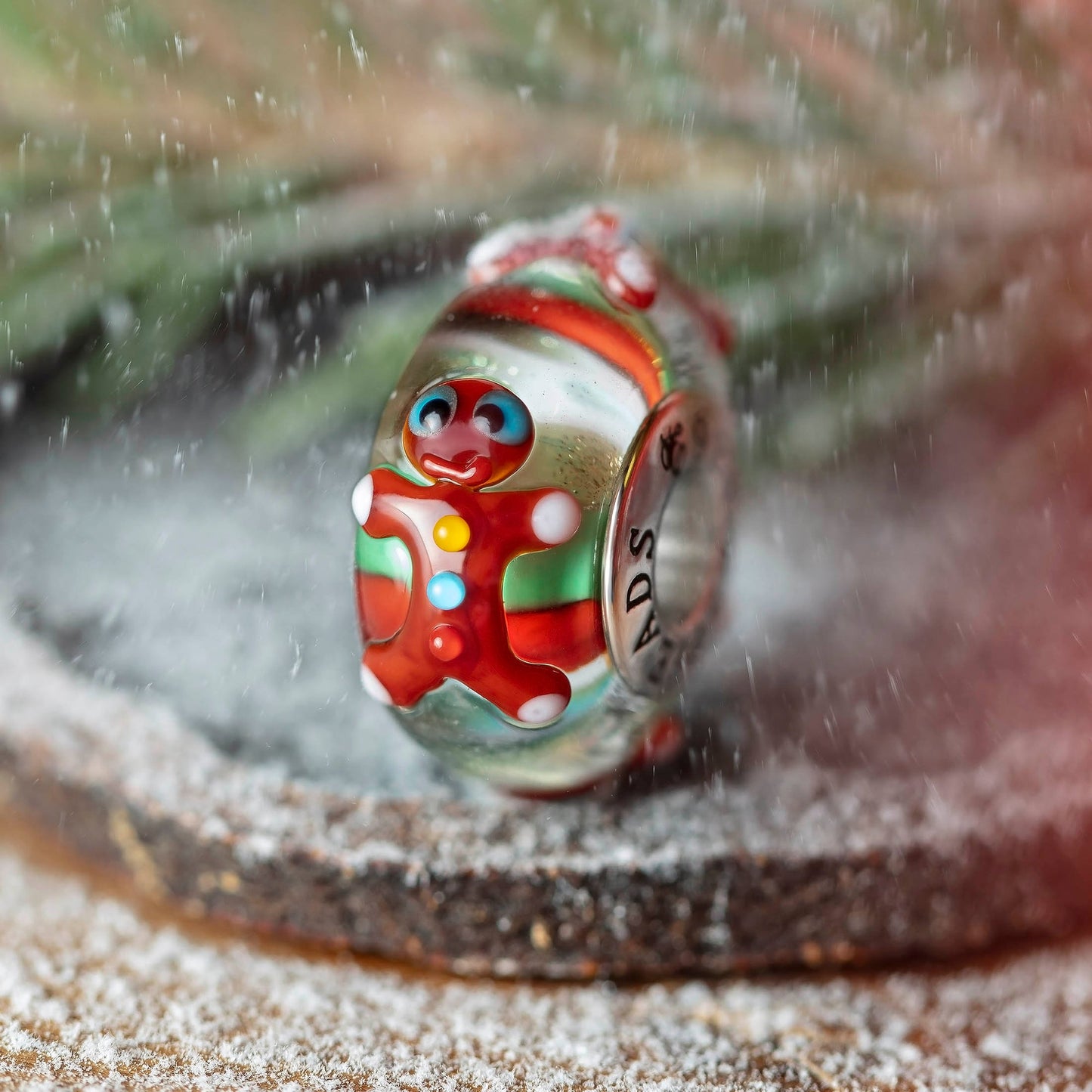 Silver; Red Elfbeads Gingerman Wonderland Charm by The Alternative Bead 