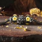 Elfbeads Midnight Sun Blossoms yellow; floral glass Bead by The Alternative Bead. Your official Elfbeads Retailer from Germany