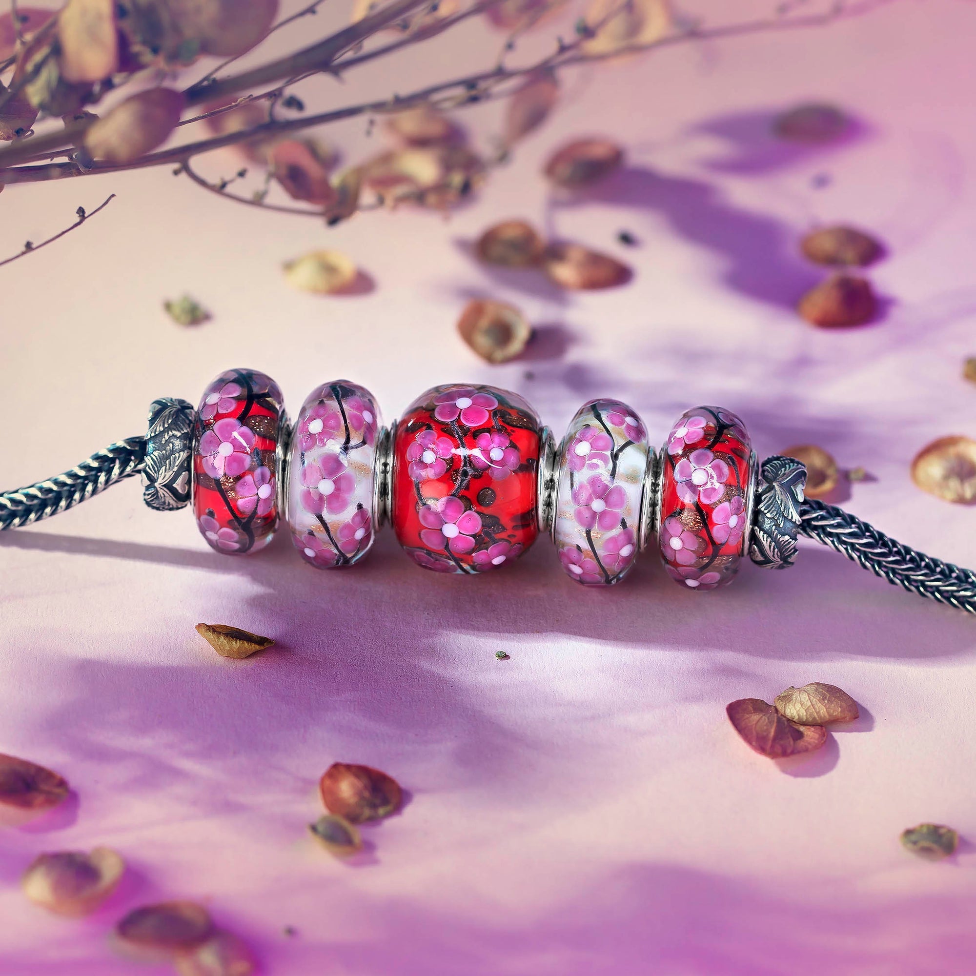 Elfbeads Golden Sakura Breeze silver glass Bead by The Alternative Bead. Your official Elfbeads Retailer from Germany