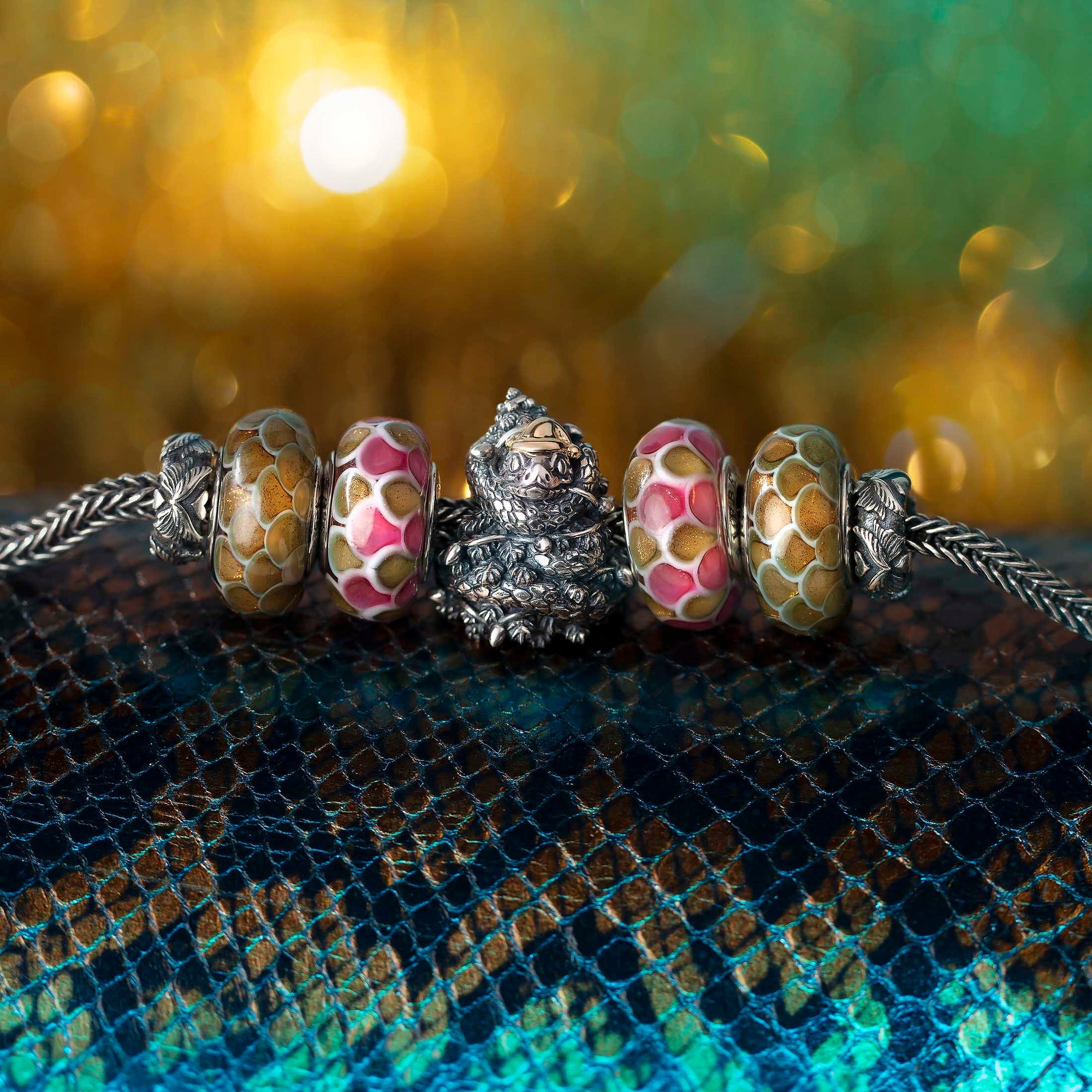 Elfbeads Golden Dragon Scales silver glass Bead by The Alternative Bead. Your official Elfbeads Retailer from Germany