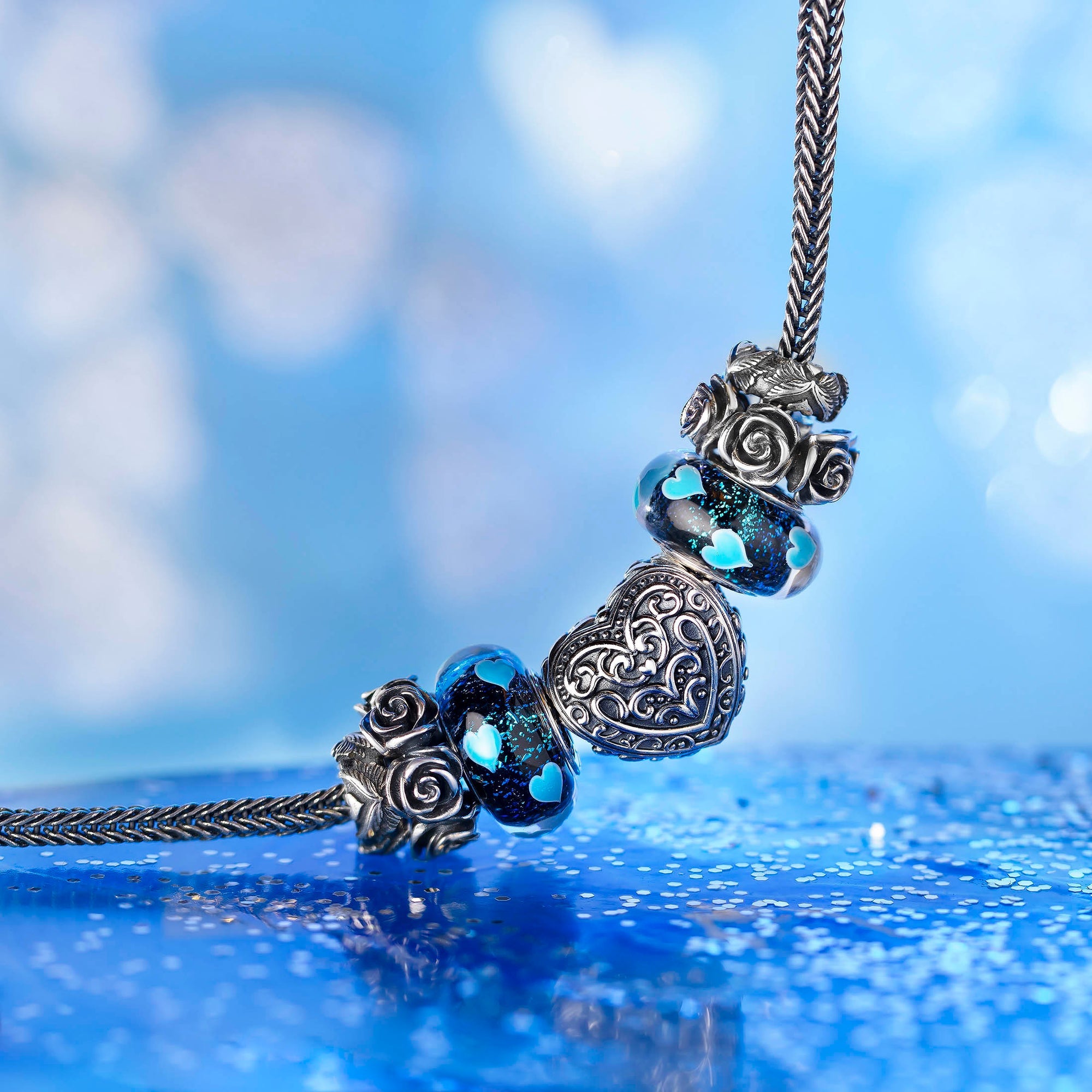 Elfbeads Starlit Heartstorm silver glass Bead by The Alternative Bead. Your official Elfbeads Retailer from Germany