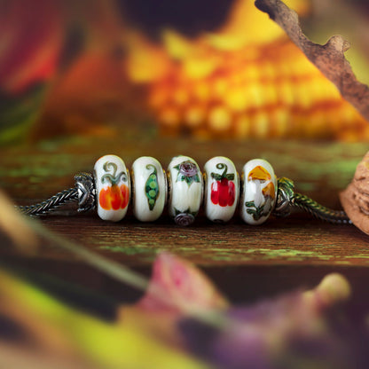 White; Silver Elfbeads Pumpkin Family Patch Charm by The Alternative Bead 