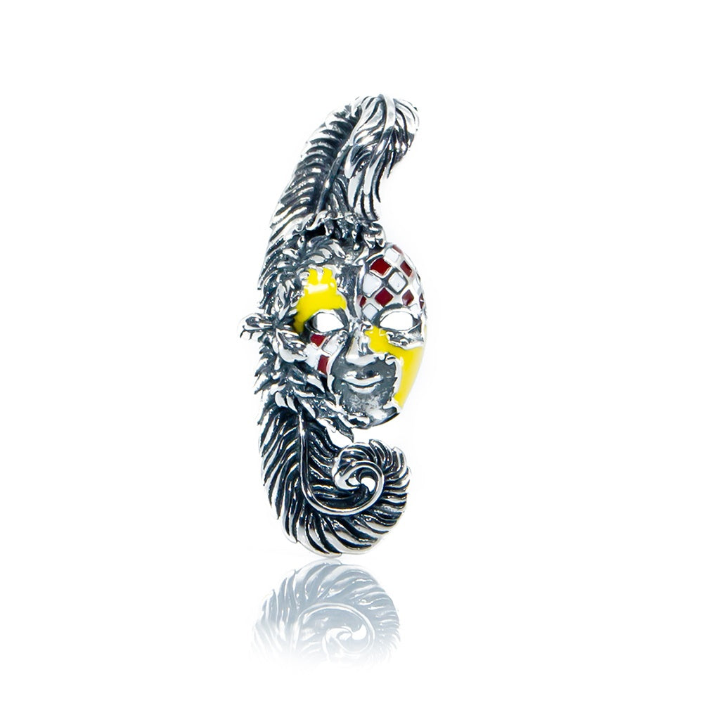 Aurora Charm Ginevra Venetian Mask silver; yellow; red sterling-silver; enamel Bead by The Alternative Bead. Your official Aurora Charm Retailer from Germany