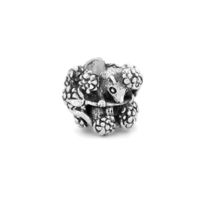 Silver Black Raven Beads Blackberry Mouse Sterling Silver Charm by The Alternative Bead 