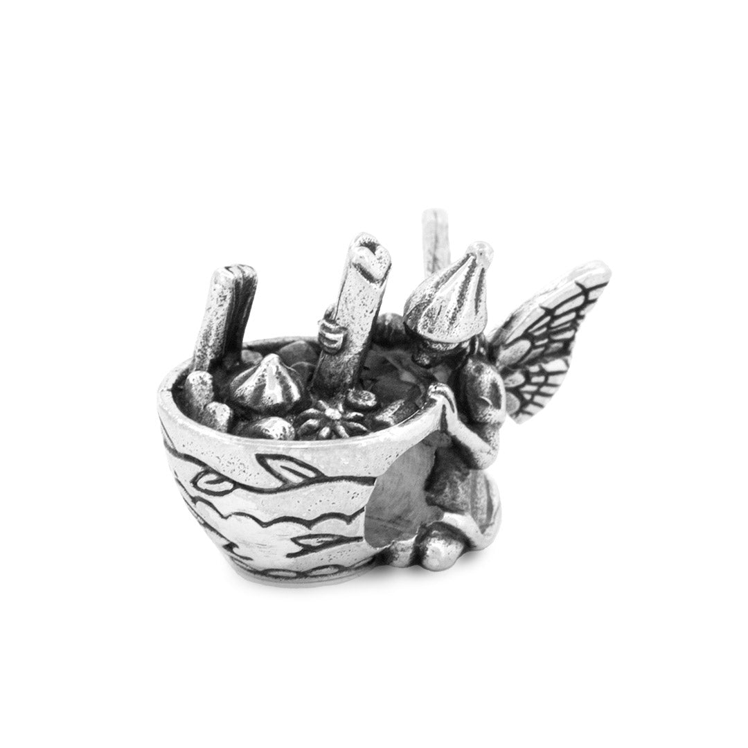 Silver Black Raven Beads Hot Chocolate Fairy Sterling Silver Charm by The Alternative Bead 