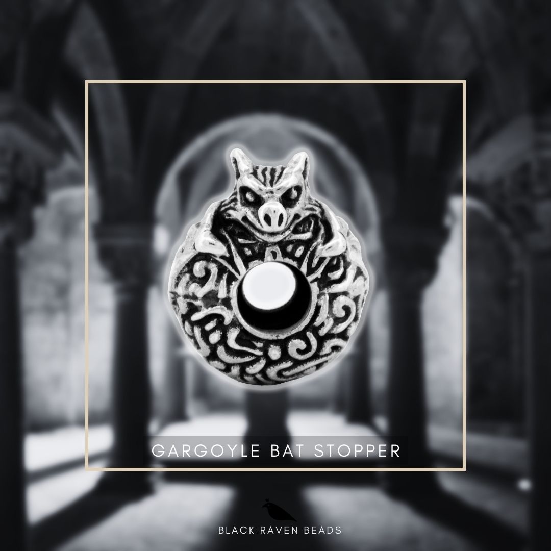 Black Raven Beads Gargoyle Bat Stopper silver sterling-silver Stopper by The Alternative Bead. Your official Black Raven Beads Retailer from Germany