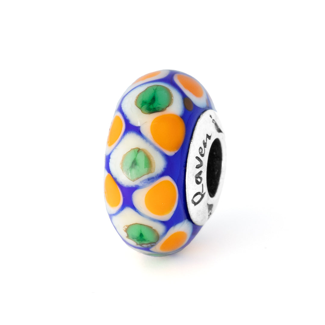 Black Raven Beads Heritage LE blue and orange and white and green glass Charm by The Alternative Bead. Your official Black Raven Beads Retailer from Germany