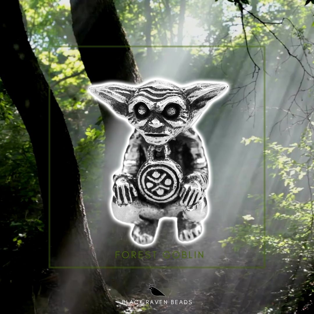 Silver Black Raven Beads Forest goblin Sterling Silver Charm by The Alternative Bead 