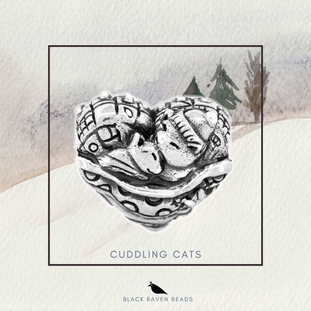 Black Raven Beads Cuddling Cats silver sterling-silver Charm by The Alternative Bead. Your official Black Raven Beads Retailer from Germany