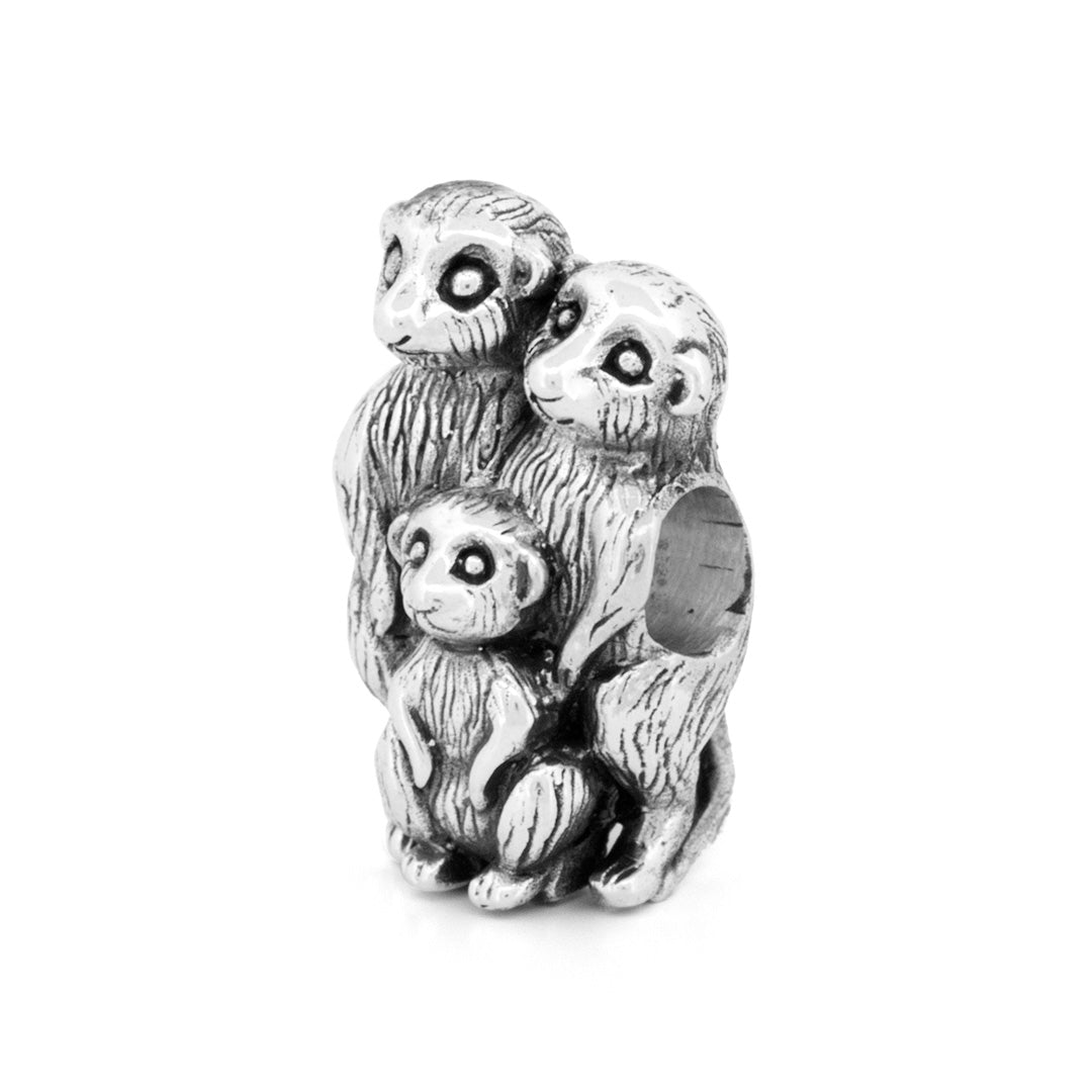 Silver Black Raven Beads Meerkat Family Sterling Silver Charm by The Alternative Bead 