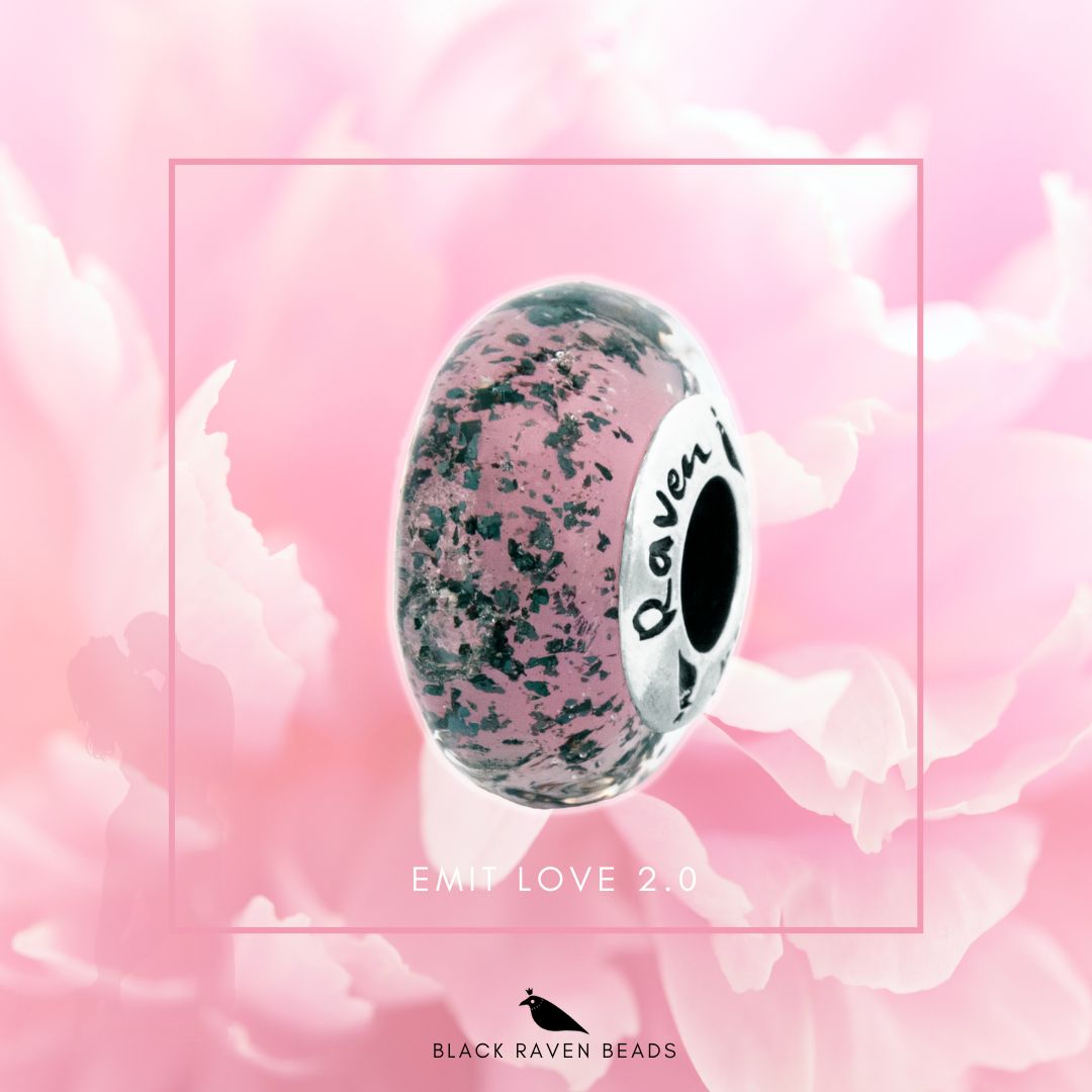 Black Raven Beads Emit Love 2.0 pink glass Charm by The Alternative Bead. Your official Black Raven Beads Retailer from Germany