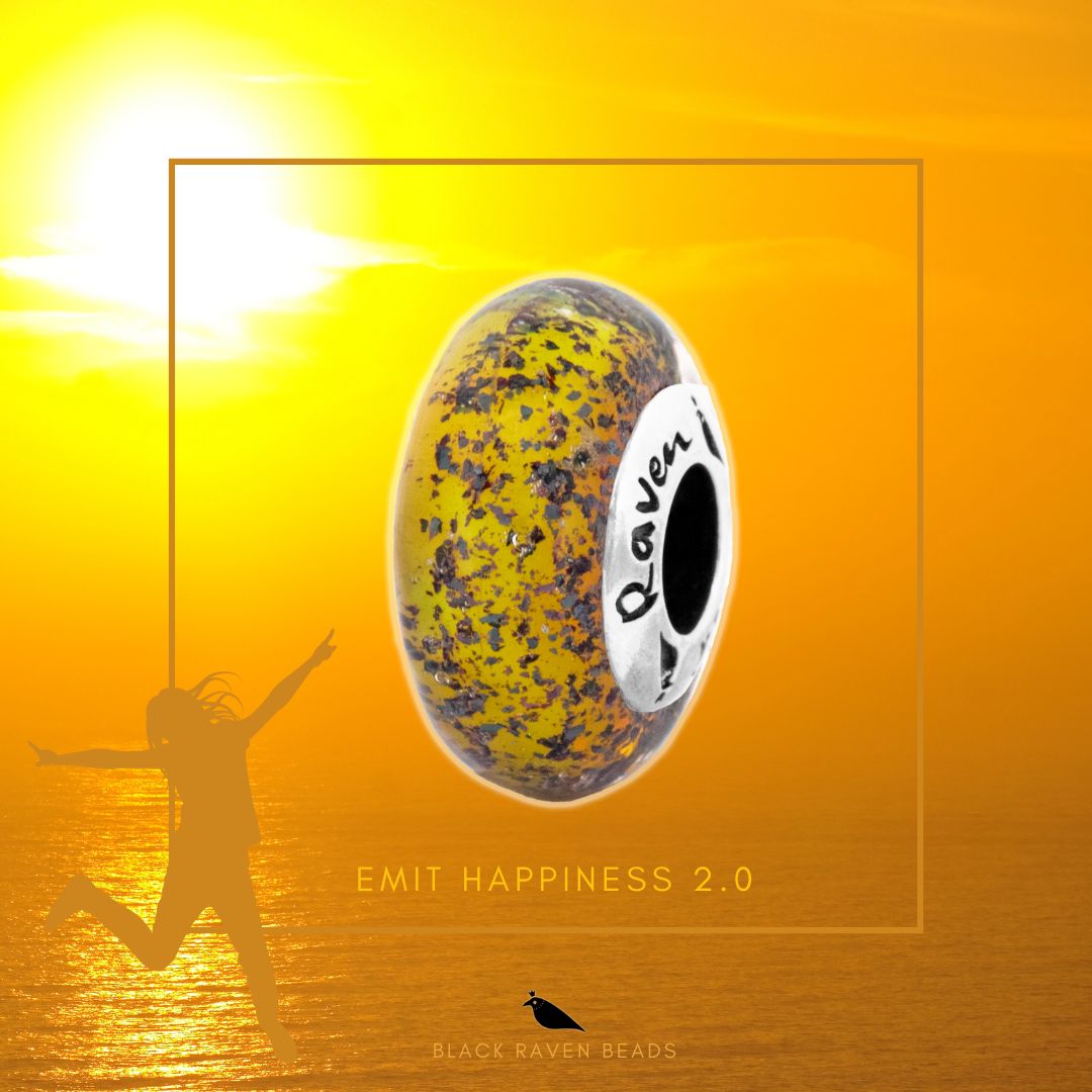 Black Raven Beads Emit Happiness 2.0 yellow glass Charm by The Alternative Bead. Your official Black Raven Beads Retailer from Germany