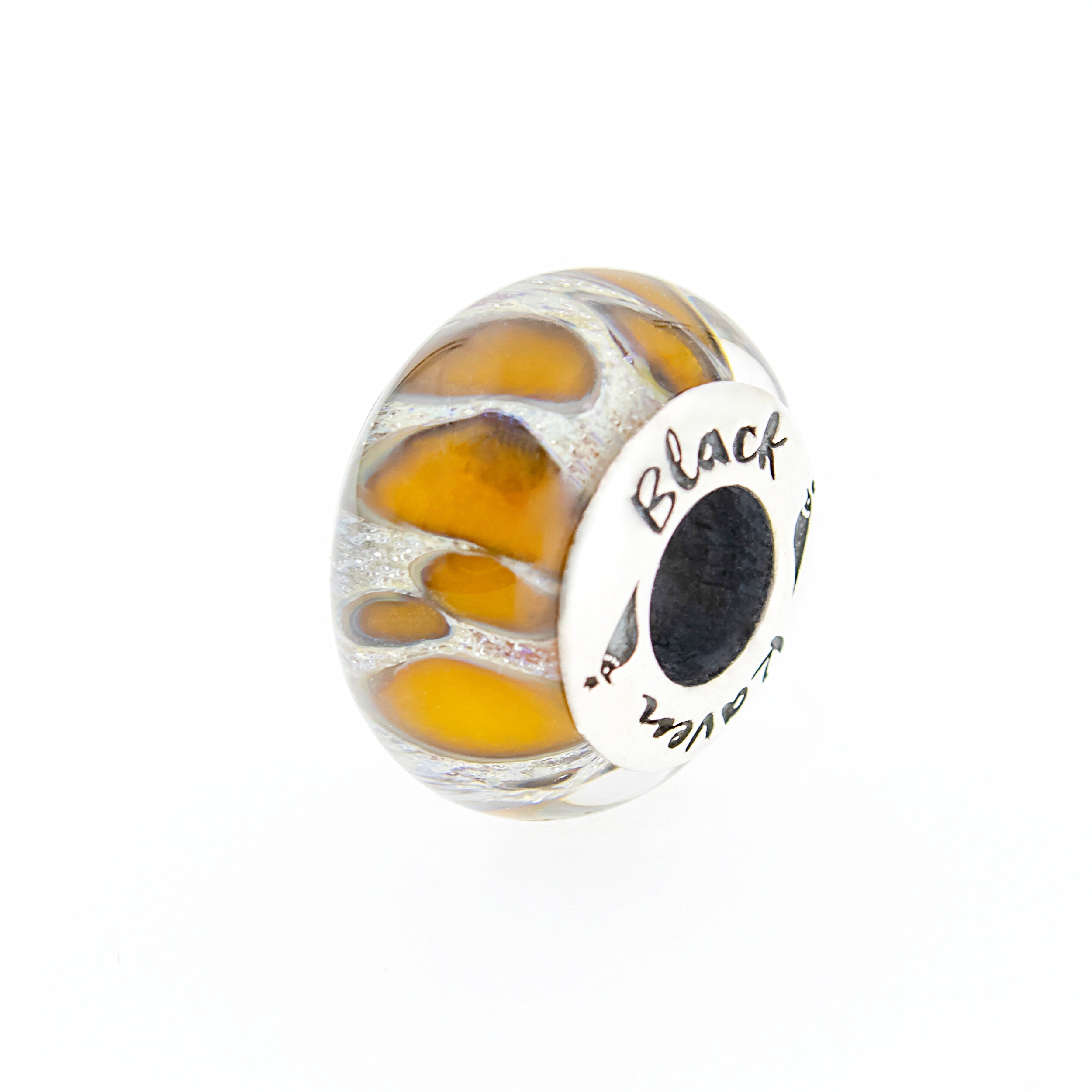 Black Raven Beads Sesame Miso orange and white glass Charm by The Alternative Bead. Your official Black Raven Beads Retailer from Germany