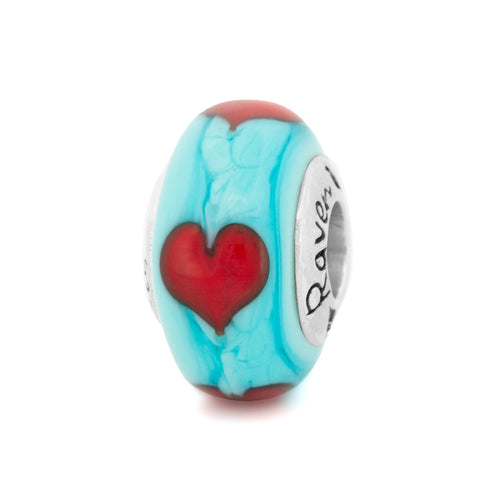 Black Raven Beads Queen's Heart Card silver and red and blue glass Charm by The Alternative Bead. Your official Black Raven Beads Retailer from Germany