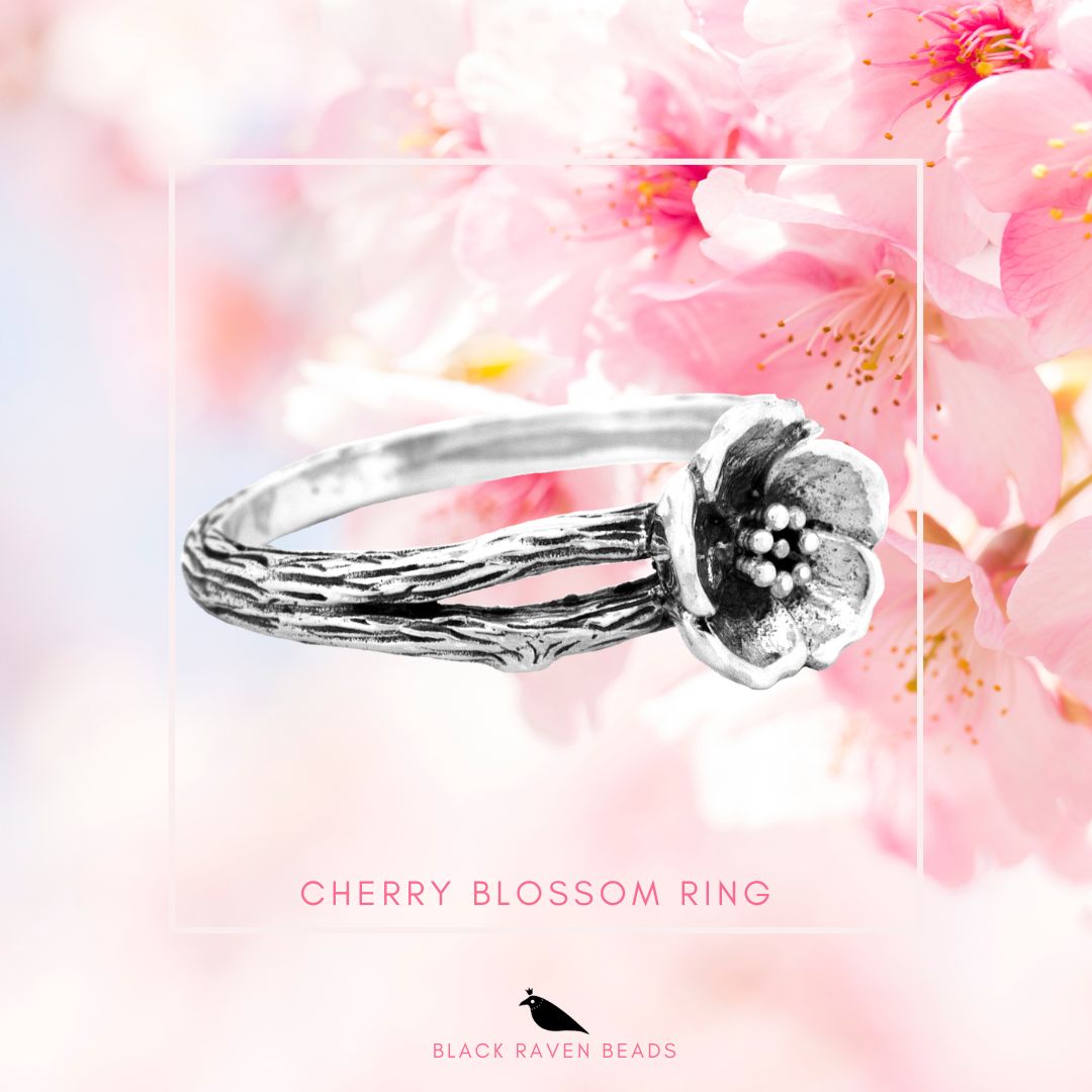 Black Raven Beads Ring Cherry Blossom silver sterling-silver Ring by The Alternative Bead. Your official Black Raven Beads Retailer from Germany