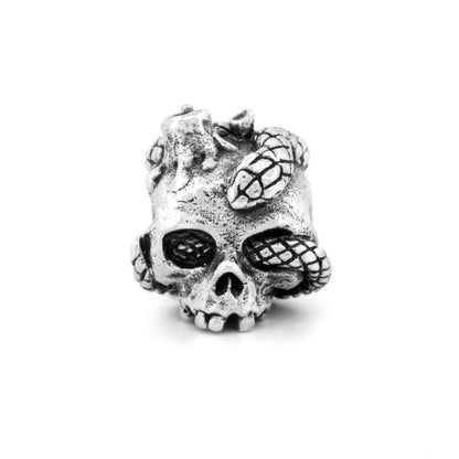 Silver Black Raven Beads Skull Candle Sterling Silver Charm by The Alternative Bead 