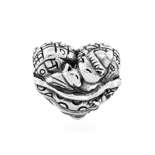 Silver Black Raven Beads Cuddling Cats Sterling Silver Charm by The Alternative Bead 