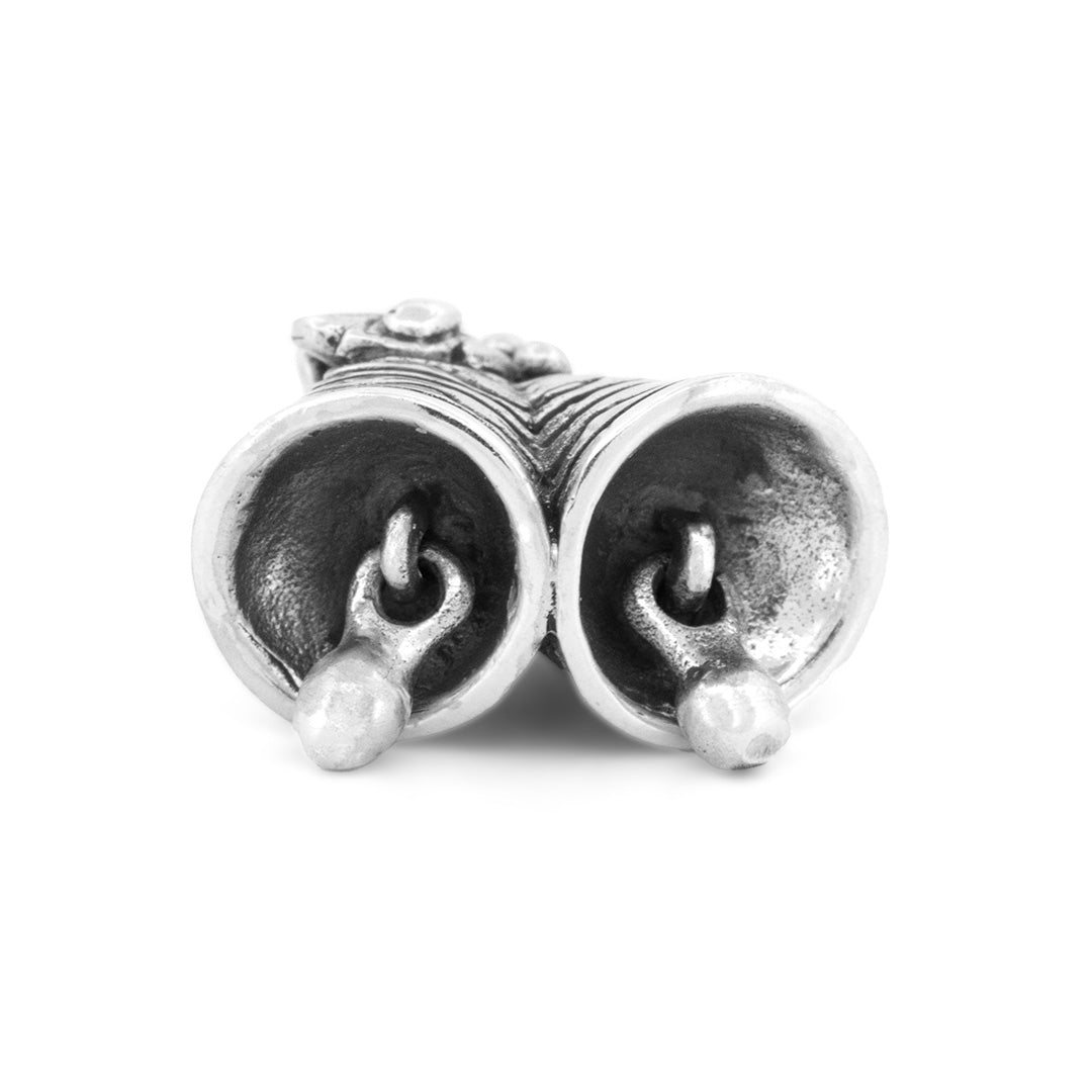 Silver Black Raven Beads Christmas Bells Sterling Silver Charm by The Alternative Bead 