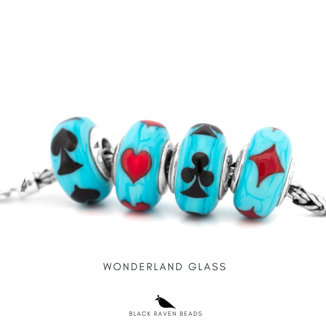 Silver Black Raven Beads Wonderland Glass Collectors Set Glass Charm by The Alternative Bead 