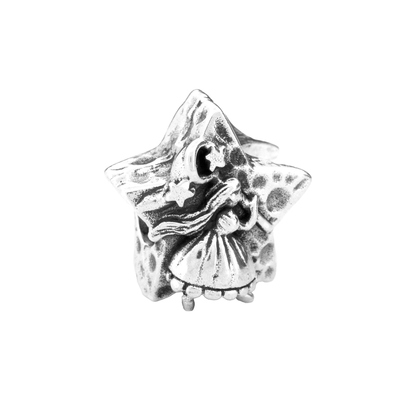 Silver Black Raven Beads Star Catching Fairy Sterling Silver Charm by The Alternative Bead 