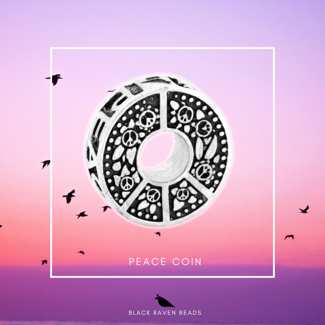 Black Raven Beads Peace Coin silver sterling-silver Charm by The Alternative Bead. Your official Black Raven Beads Retailer from Germany