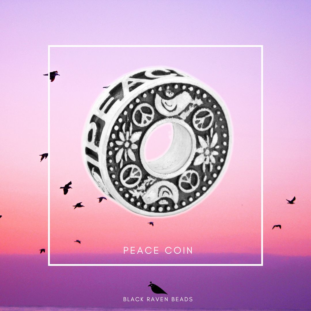 Black Raven Beads Peace Coin silver sterling-silver Charm by The Alternative Bead. Your official Black Raven Beads Retailer from Germany