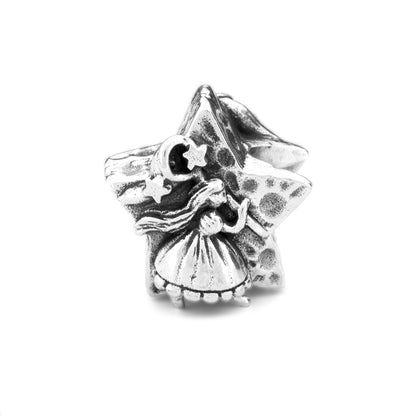 Silver Black Raven Beads Star Catching Fairy Sterling Silver Charm by The Alternative Bead 