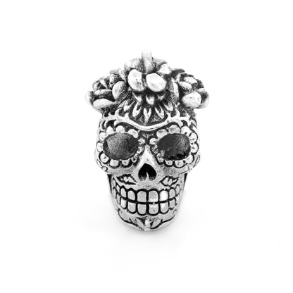 Silver Black Raven Beads Frida skull Sterling Silver Charm by The Alternative Bead 