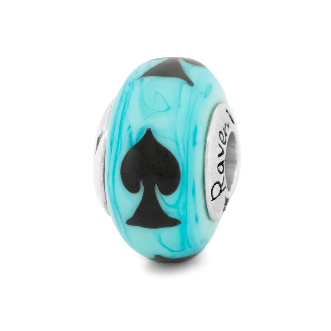 Black Raven Beads Spade's Masterstroke Card silver and blue and black glass Charm by The Alternative Bead. Your official Black Raven Beads Retailer from Germany
