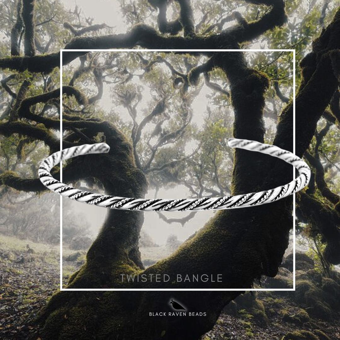 Black Raven Beads Bangle Twisted silver sterling-silver Bangle by The Alternative Bead. Your official Black Raven Beads Retailer from Germany