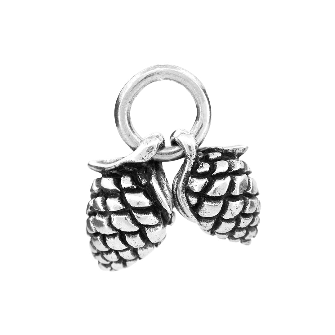 Silver Black Raven Beads Pinecones Sterling Silver Charm by The Alternative Bead 