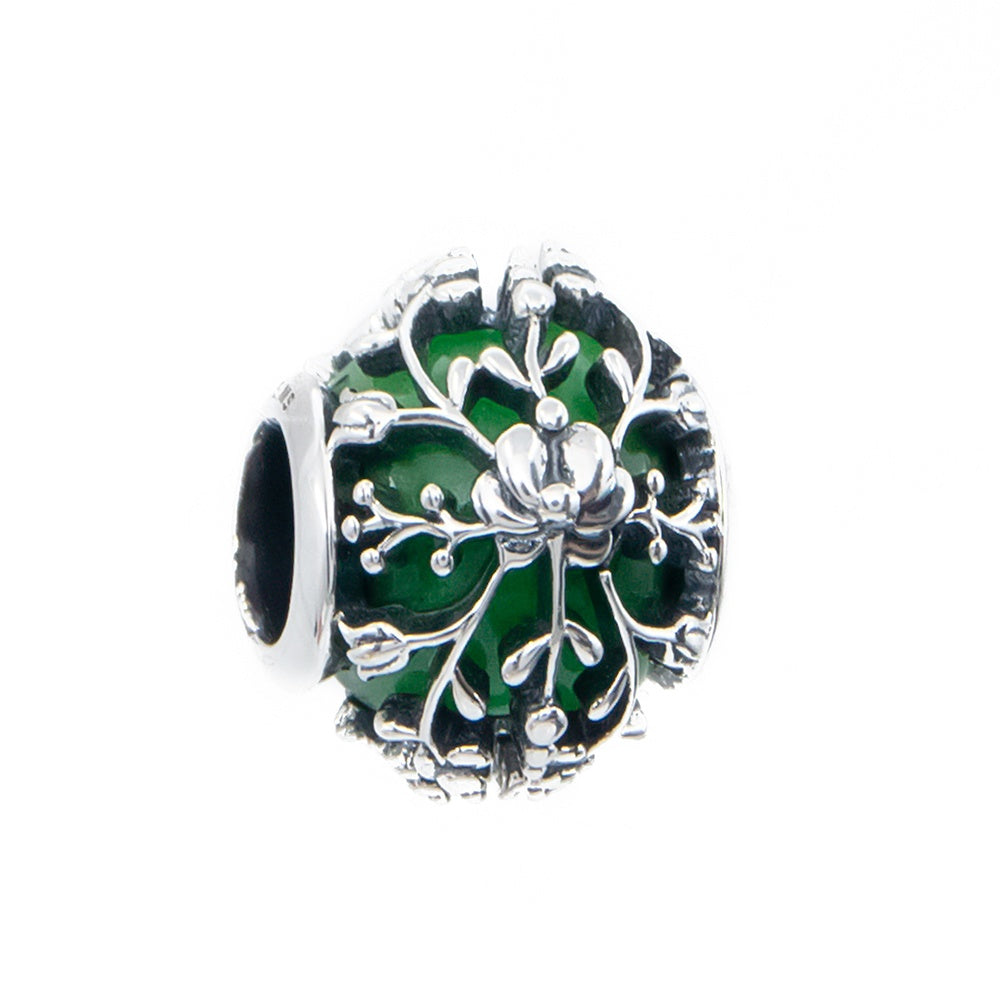 Aurora Charm Serenity Green Flower Bead silver; green sterling-silver; glass Bead by The Alternative Bead. Your official Aurora Charm Retailer from Germany
