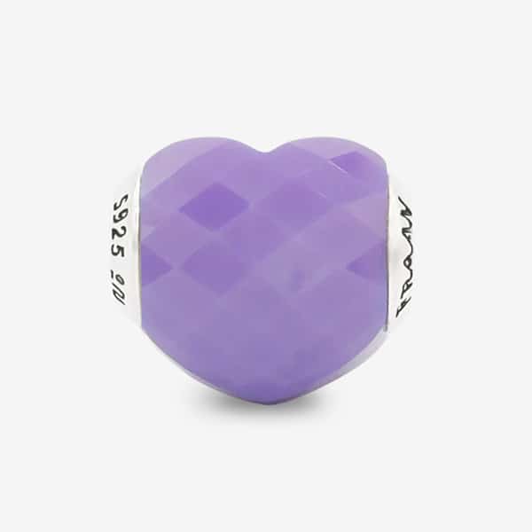 Praan Iris Crystal Heart Charm purple natural-stone Bead by The Alternative Bead. Your official Praan Retailer from Germany