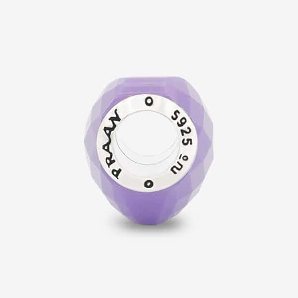 Praan Iris Crystal Heart Charm purple natural-stone Bead by The Alternative Bead. Your official Praan Retailer from Germany