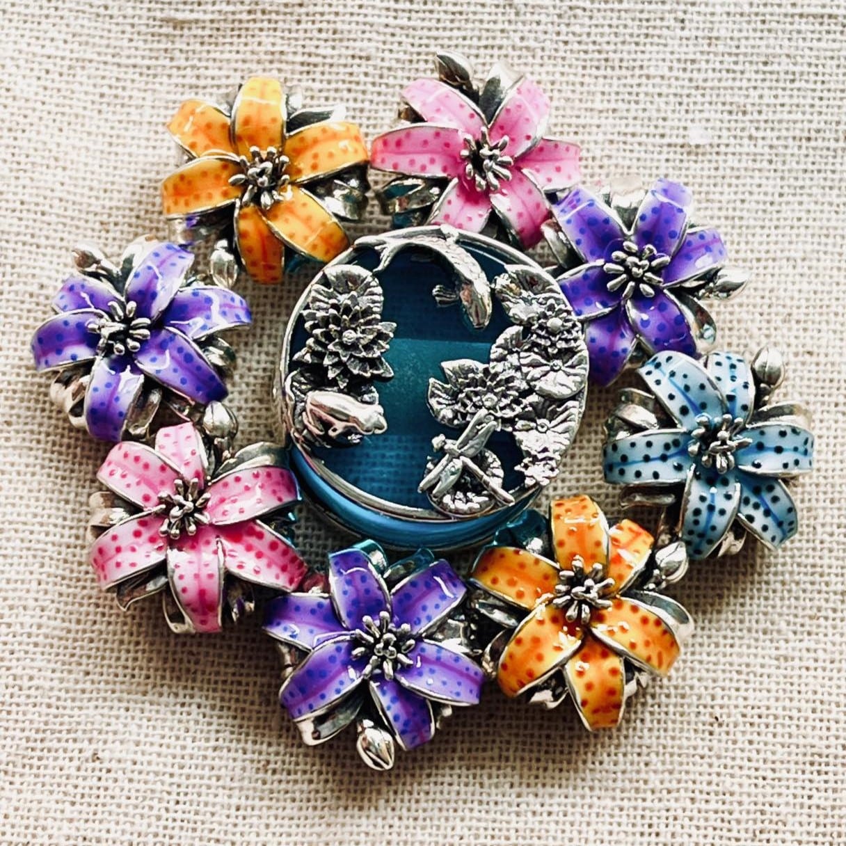 Aurora Charm Purple Dream Lily Charm silver; purple sterling-silver; enamel Bead by The Alternative Bead. Your official Aurora Charm Retailer from Germany