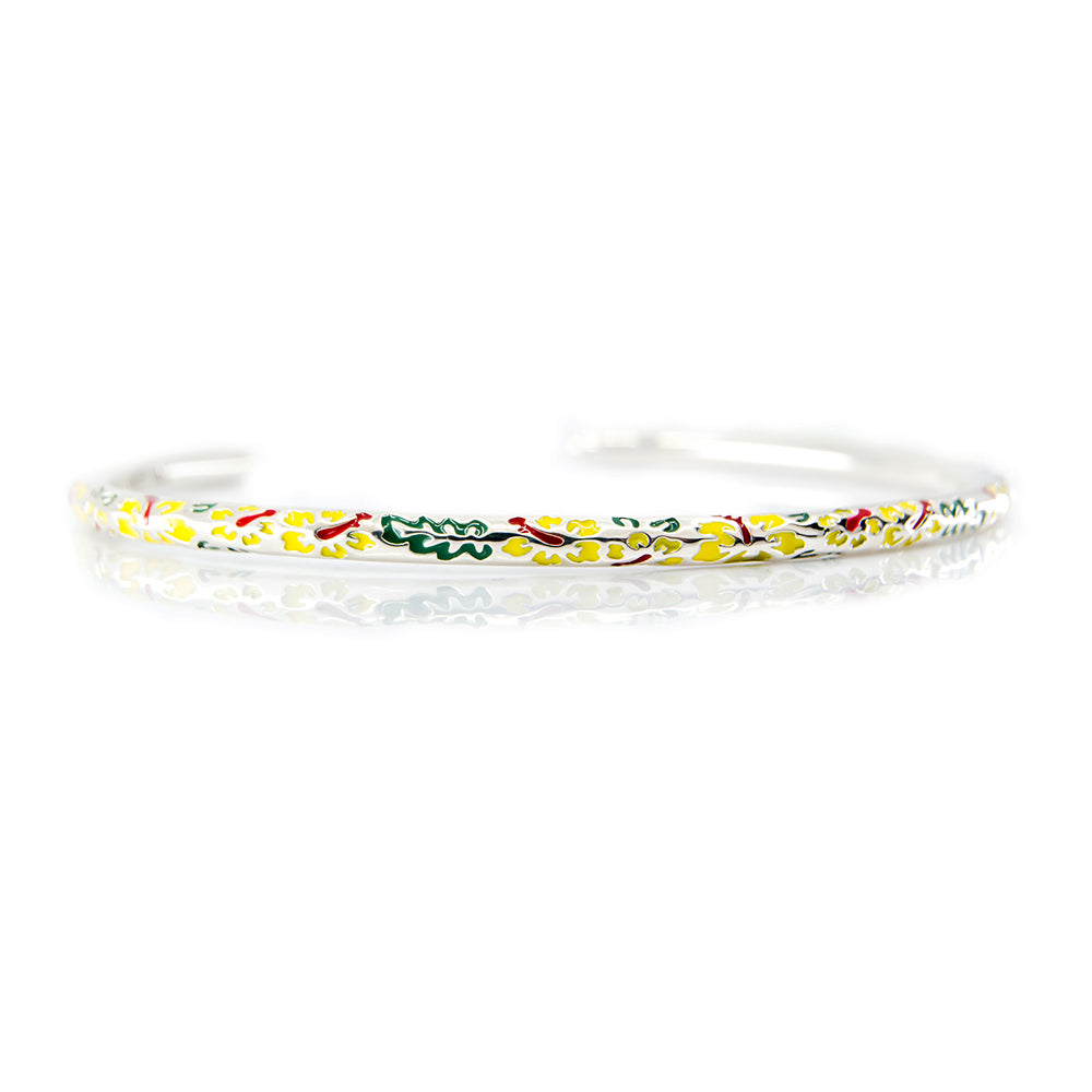 Aurora Charm Enamel Hawaiian Bangle Bracelet - Limited Edition silver; floral; yellow sterling-silver; enamel Bangle by The Alternative Bead. Your official Aurora Charm Retailer from Germany