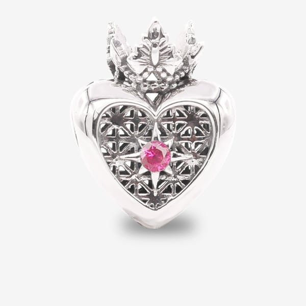 Praan Pink Queen Heart Charm silver sterling-silver Bead by The Alternative Bead. Your official Praan Retailer from Germany