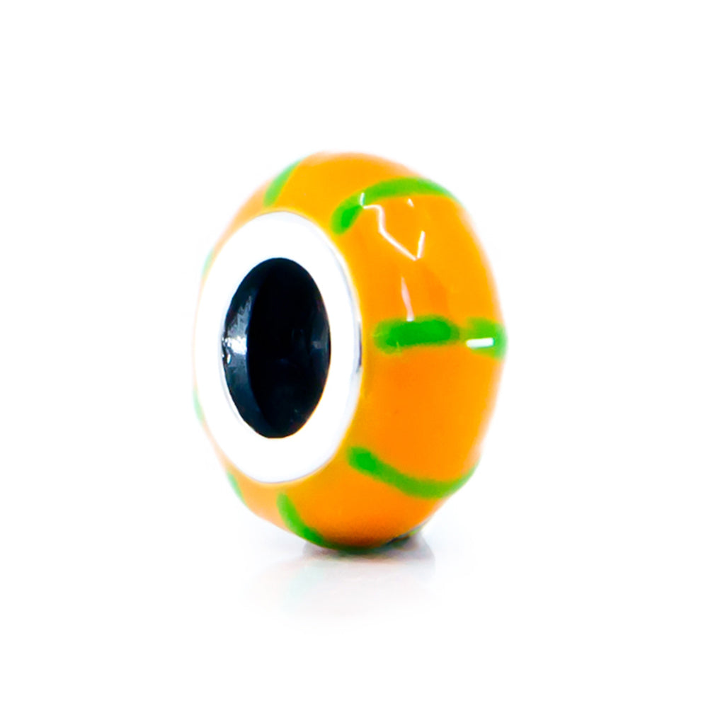 Aurora Charm Pumpkin Flavour Limited Edition Stopper orange; green sterling-silver; enamel Stopper by The Alternative Bead. Your official Aurora Charm Retailer from Germany