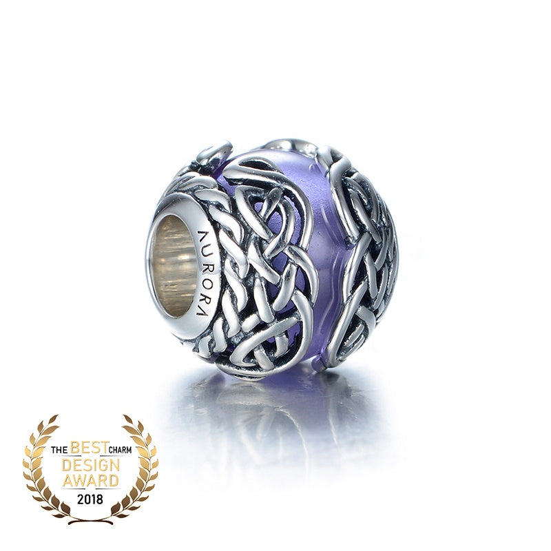 Aurora Charm Celtic Mystic Knot Purple Bead silver; purple sterling-silver; glass Bead by The Alternative Bead. Your official Aurora Charm Retailer from Germany