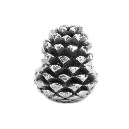 Silver Black Raven Beads Pinecone Sterling Silver Charm by The Alternative Bead 