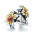 Aurora Charm Frangipani Yellow and Red Earrings silver; yellow; red sterling-silver; enamel Earrings by The Alternative Bead. Your official Aurora Charm Retailer from Germany