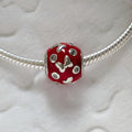 Minnie red Bow round Charm